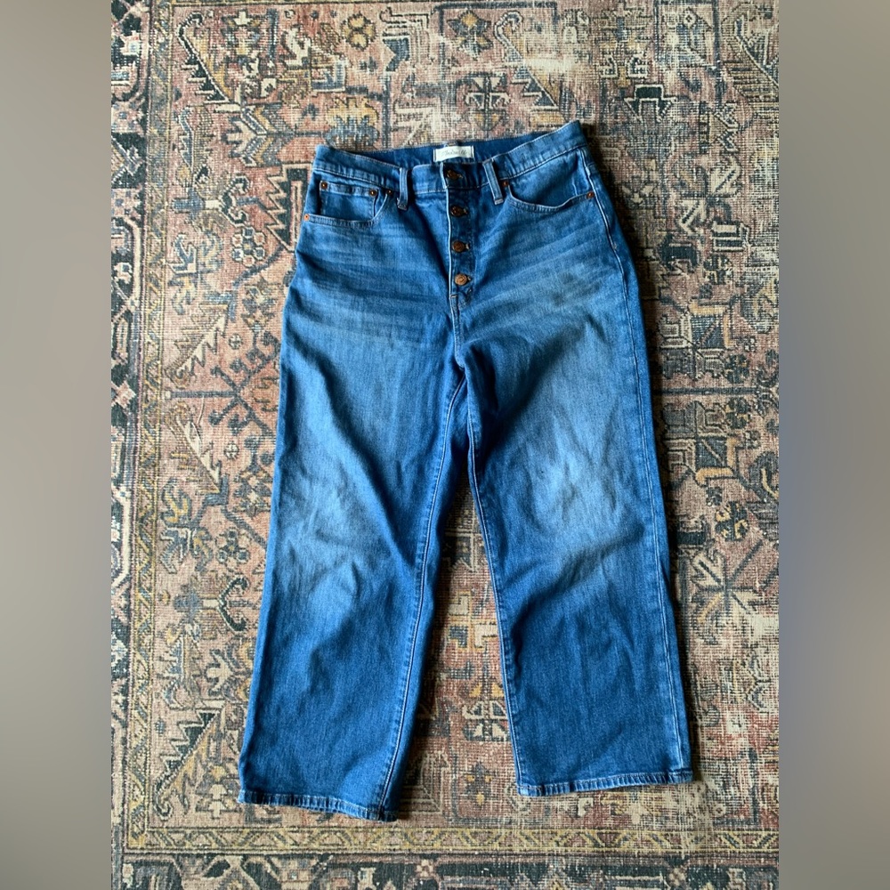 Madewell Slim Wide-Leg Jeans in Olympia Wash: Button-Front Edition